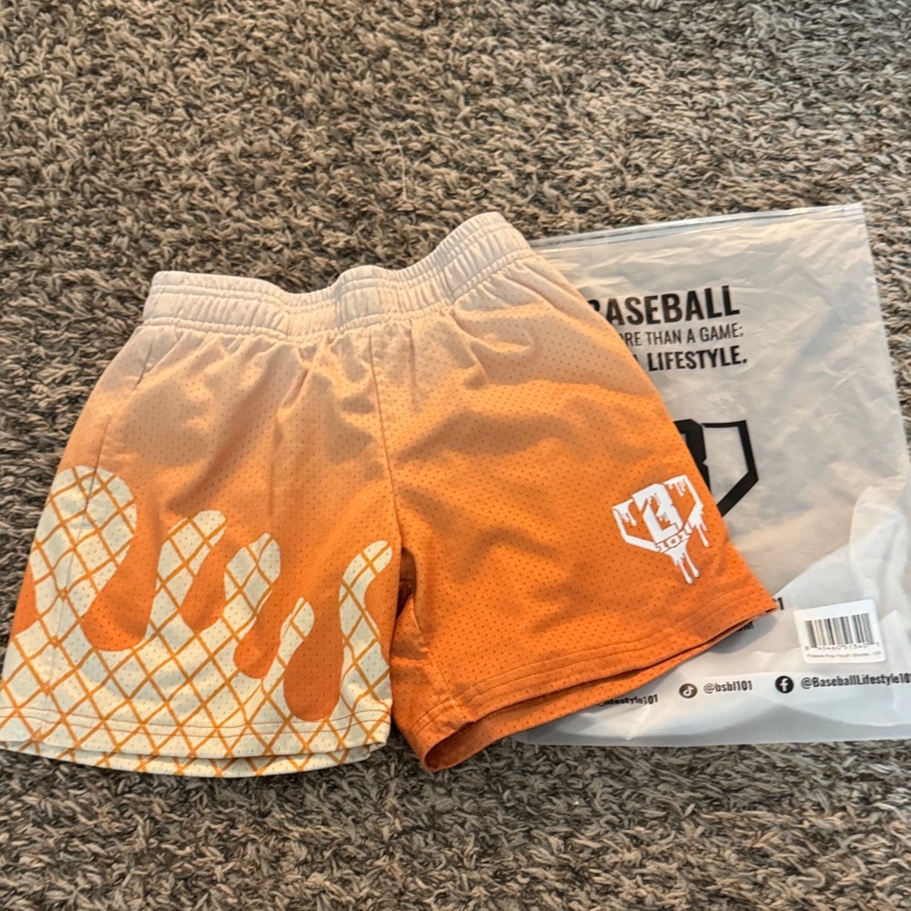 Baseball Lifestyle Boys shorts Orange and Cream Drip Pattern Shorts